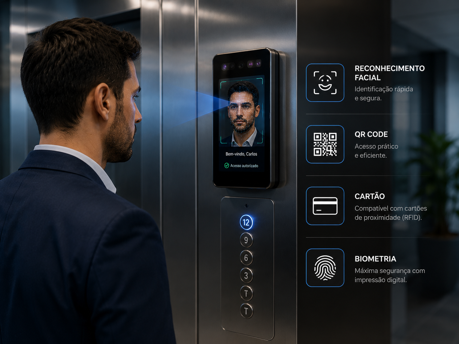 Identificação do usuário no elevador por tecnologia de acesso